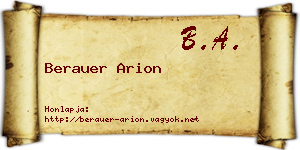 Berauer Arion névjegykártya